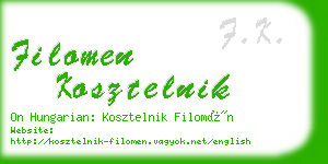 filomen kosztelnik business card